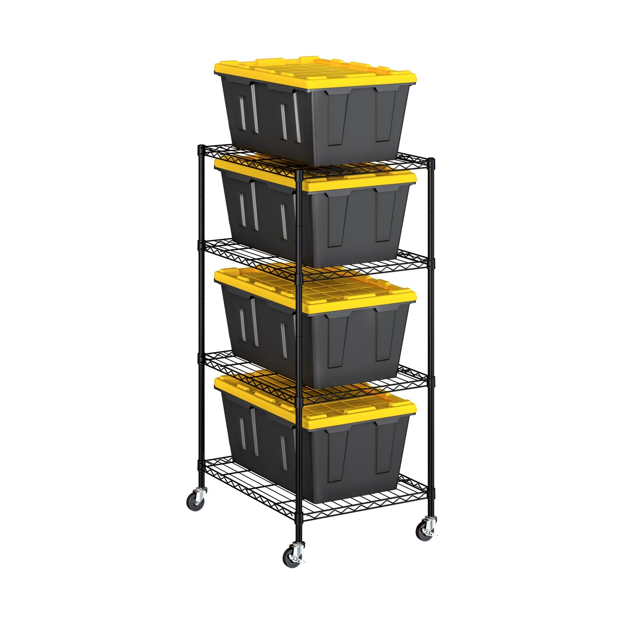 Seville Classics UltraDurable® 4-Tier NSF-Certified Steel Tote Shelving